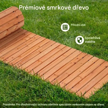 Drevená záhradná cesta NP13641NA, s protišmykovým povrchom, 367 x 55 cm, prírodná - A