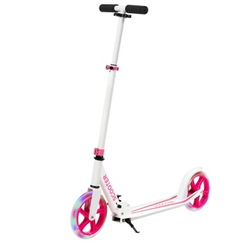 Skladacia kolobežka SP38153PI, výškovo nastaviteľná, LED kolesá, nosnosť 100 kg, bielo/ružová - A
