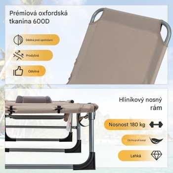 Skladacie ležadlo s opierkou hlavy a bočným vreckom QS44591VDDE, nastaviteľné, béžové - A
