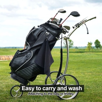 Prémiový golfový uterák s karabínou, savé mikrovlákno, vaflový vzor, ​​golfový uterák na čistenie