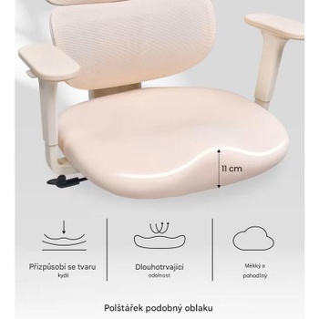 Ergonomická kancelárska stolička BS5W-F2, nosnosť 136 kg, marhuľová - B