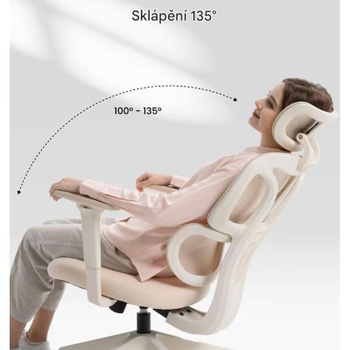 Ergonomická kancelárska stolička BS5W-F2, nosnosť 136 kg, marhuľová - B
