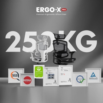 Ergonomická kancelárska stolička s podnožkou OS250B-M2-ErgoX Pro, 7D podrúčky, 5D bedrová opierka, 4D op