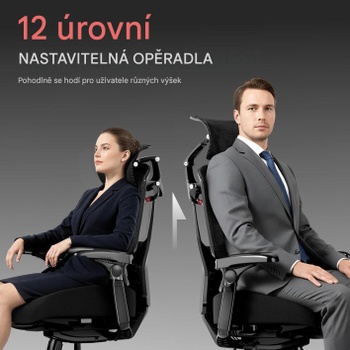 Ergonomická kancelárska stolička s podnožkou OS250B-M2-ErgoX Pro, 7D podrúčky, 5D bedrová opierka, 4D op