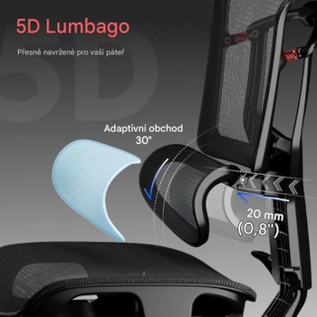 Ergonomická kancelárska stolička s podnožkou OS250B-M2-ErgoX Pro, 7D podrúčky, 5D bedrová opierka, 4D op