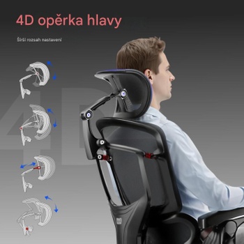 Ergonomická kancelárska stolička s podnožkou OS250B-M2-ErgoX Pro, 7D podrúčky, 5D bedrová opierka, 4D op