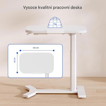 Odkladací stolík H5W-6040-EU, s naklápacou doskou, biely - N