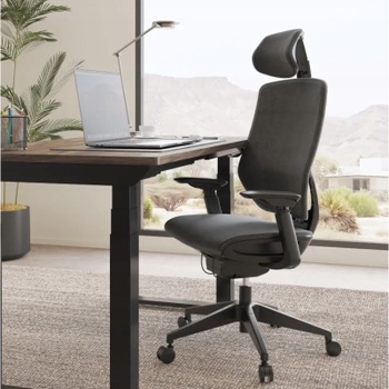 Ergonomická kancelárska stolička BS12PG-F1-V4, 3D opierka hlavy, nosnosť 136 kg, šedá - A