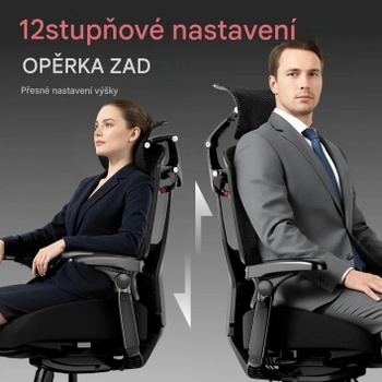 Ergonomická kancelárska stolička s podnožkou OS250G-M2, 7D podrúčky, 5D bedrová opierka, 4D opierka hlavy