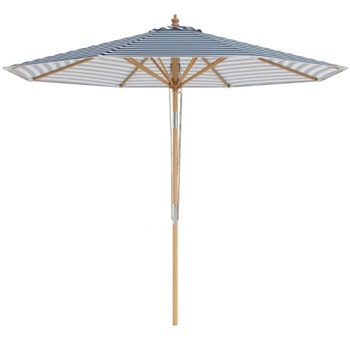 Drevený záhradný slnečník NP12796LS, 270 cm, náklon 30 ° na obe strany, modro/biely - A