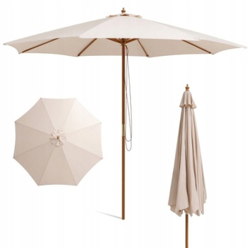 Záhradný slnečník s 8 bambusovými rebrami NP10752BE, 300 cm, béžový - A