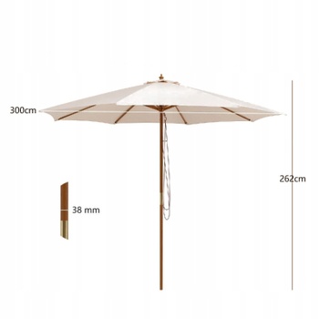 Záhradný slnečník s 8 bambusovými rebrami NP10752BE, 300 cm, béžový - A