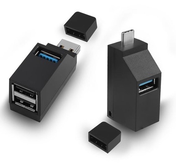 3portový USB hub pre notebooky, rozširujúci adaptér USB portov, 1 USB 3.0 a 2 USB 2.0 porty,