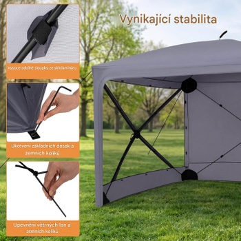 Záhradný altánok POT497GR, 240 x 240 x 220 cm, sivý - A