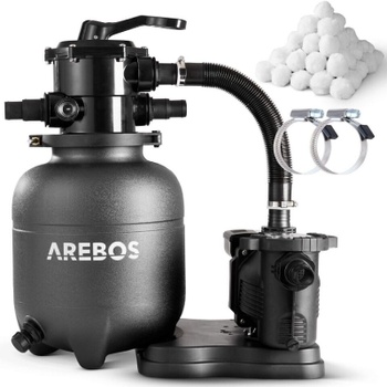 Bazénová filtrácia, 350 W, 9500L/h, 7-cestný ventil, čierna - N