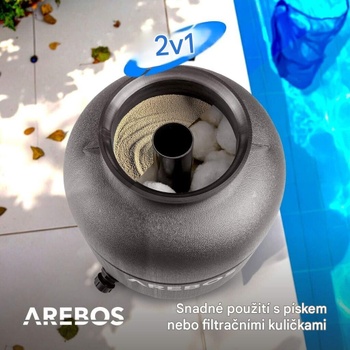 Bazénová filtrácia, 350 W, 9500L/h, 7-cestný ventil, čierna - N