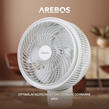 Podlahový ventilátor, 55 W, priemer 23 cm, nastaviteľná výška, biely - A