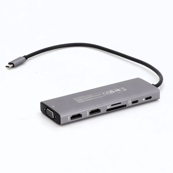 Dokovacia stanica NOVOO 10 Gbps USB C Hub 2 HDMI 4K @ 60Hz, adaptér pre tri displeje s VGA, USB A 3.2