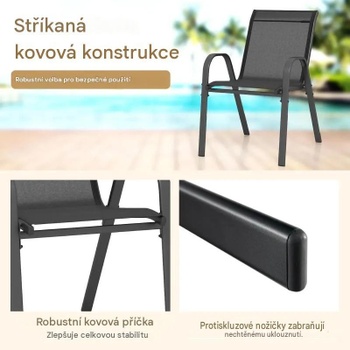 Sada 4 stohovateľných záhradných stoličiek NP11596DK-4, 56 x 70 x 84 cm, čierna - A