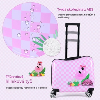 2dielna sada detskej batožiny s kolieskami, príručná batožina a batoh, ružová - A