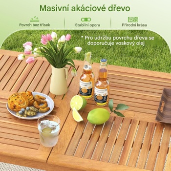 Záhradný stôl z akáciového dreva 729HW-VC, 170 x 90 cm, prírodný - A