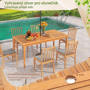 Záhradný stôl z akáciového dreva 729HW-VC, 170 x 90 cm, prírodný - A