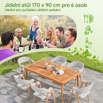 Záhradný stôl z akáciového dreva 729HW-VC, 170 x 90 cm, prírodný - A