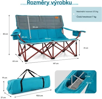 Skladacie kempingové kreslo s taškou na prenášanie 15706560529, modré - A