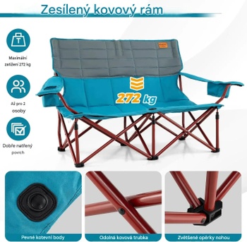 Skladacie kempingové kreslo s taškou na prenášanie 15706560529, modré - A