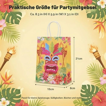 Sada 12 havajských darčekových tašiek Bikasun s uchami, papierové tašky Aloha Summer