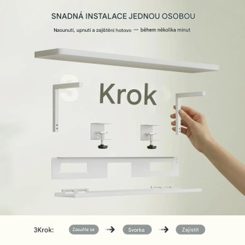 Stojan na monitor DO01W, 100 x 20 cm, pre dosky stola do hrúbky 25 mm, biely - N