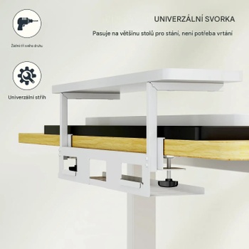 Stojan na monitor DO01W, 100 x 20 cm, pre dosky stola do hrúbky 25 mm, biely - N