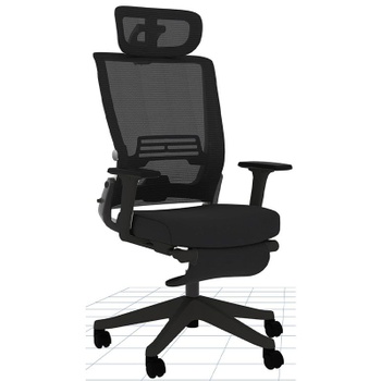 Ergonomická kancelárska stolička OS1B, 3D nastaviteľná opierka hlavy, čierna - B