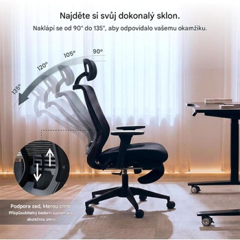 Ergonomická kancelárska stolička OS1B, 3D nastaviteľná opierka hlavy, čierna - B