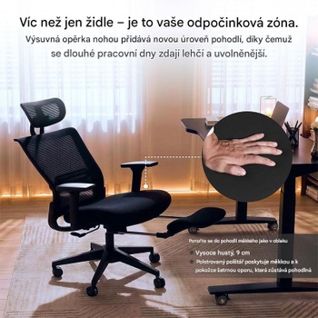 Ergonomická kancelárska stolička OS1B, 3D nastaviteľná opierka hlavy, čierna - B