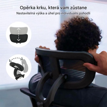 Ergonomická kancelárska stolička OS1B, 3D nastaviteľná opierka hlavy, čierna - B