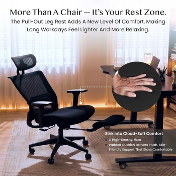 Ergonomická kancelárska stolička OS1B, 3D nastaviteľná opierka hlavy, čierna - B