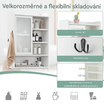 Kúpeľňová polica BA7856WH, 63 x 29 x 170 cm, biela - A