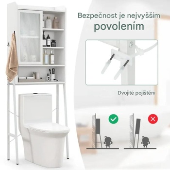 Kúpeľňová polica BA7856WH, 63 x 29 x 170 cm, biela - A