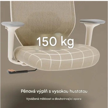Ergonomická kancelárska stolička C5W-F1, nosnosť až 150 kg, sieťovina, béžová - A