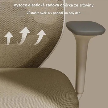 Ergonomická kancelárska stolička C5W-F1, nosnosť až 150 kg, sieťovina, béžová - A