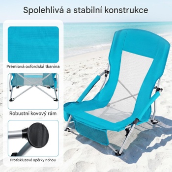 Skladacia plážová stolička s držiakom na nápoje NP12750BL-1, modrá - A