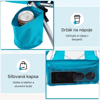 Skladacia plážová stolička s držiakom na nápoje NP12750BL-1, modrá - A