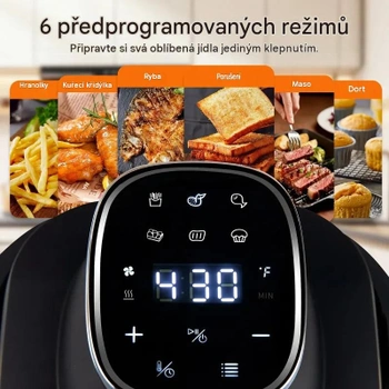 Teplovzdušná fritéza ES10694DE-BK, 6 v 1, 4 la 1,7 l sklenená nádoba, 1500 W, čierna - B