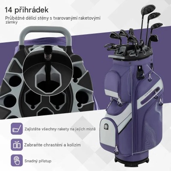 Ľahká taška na golfový vozík SP38456VT, s popruhmi a vodotesným krytom, fialová - A