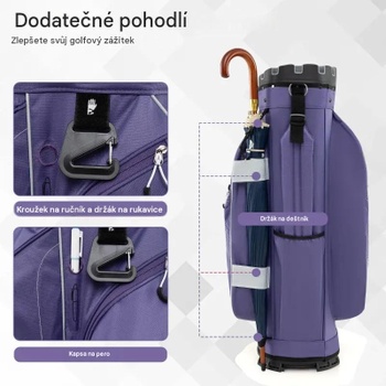 Ľahká taška na golfový vozík SP38456VT, s popruhmi a vodotesným krytom, fialová - A