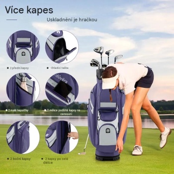 Ľahká taška na golfový vozík SP38456VT, s popruhmi a vodotesným krytom, fialová - A