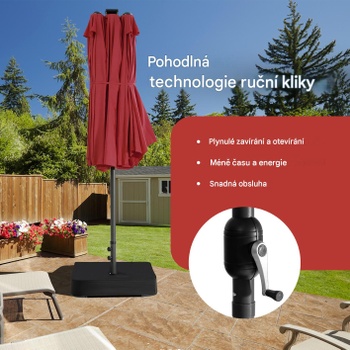 Dvojitý slnečník s LED osvetlením a stojanom NP13260DE-WN, 460 x 285 cm, červený - B