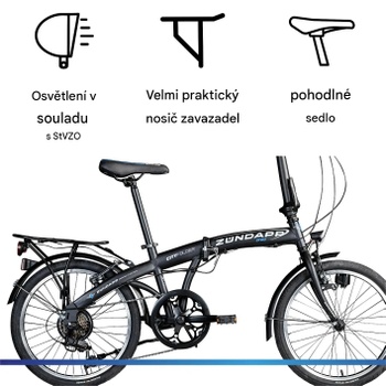 Skladací bicykel ZF20 Speed, 20 palcov, nosnosť 120 kg, čierne - A