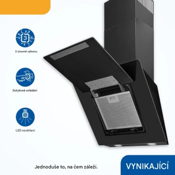 Digestor s LED osvetlením, energetická trieda B, šírka 54 cm, čierna - A